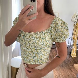 ASTR lemon corset crop top